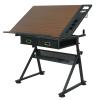 FAFACAI Drawing Table Drafting Desk, Height Adjustable Drafting Desk Tiltable Tabletop Drawing Table, with 2 Storage Drawers Art Writing Reading Workstation,Brown (Brown) (Brown) view 1