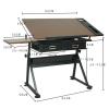 FAFACAI Drawing Table Drafting Desk, Height Adjustable Drafting Desk Tiltable Tabletop Drawing Table, with 2 Storage Drawers Art Writing Reading Workstation,Brown (Brown) (Brown) view 3