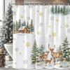 Hajmsug Christmas Shower Curtain, Winter Snowman Green Forest Pine Tree Deer Snowflake,Winter Yeti Bathroom Shower Curtain Sets, Farmhouse Holiday Decor for Bathroom Set with 12 Hooks,71X71 Inch. view 2