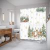 Hajmsug Christmas Shower Curtain, Winter Snowman Green Forest Pine Tree Deer Snowflake,Winter Yeti Bathroom Shower Curtain Sets, Farmhouse Holiday Decor for Bathroom Set with 12 Hooks,71X71 Inch. view 4