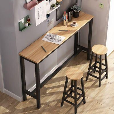 RUNNUP Modern Bar Table Manufactured Wood Counter Height Rectangular Sofa Console Table Kitchen Island Table Bar Height Cocktail Table, Natural/Black Without Chairs 47.2" L x 11.8" W x 39.4" H