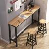 RUNNUP Modern Bar Table Manufactured Wood Counter Height Rectangular Sofa Console Table Kitchen Island Table Bar Height Cocktail Table, Natural/Black Without Chairs 47.2" L x 11.8" W x 39.4" H view 1