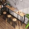 RUNNUP Modern Bar Table Manufactured Wood Counter Height Rectangular Sofa Console Table Kitchen Island Table Bar Height Cocktail Table, Natural/Black Without Chairs 47.2" L x 11.8" W x 39.4" H view 3