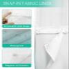 Green No Hook Shower Curtain with Snap in Liner, Grey Turquoise Stripe Gradient Hotel Shower Curtains for Bathroom, Washable Shower Curtain Liner Set with See Through Window, 72"x84" view 3