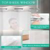 Green No Hook Shower Curtain with Snap in Liner, Grey Turquoise Stripe Gradient Hotel Shower Curtains for Bathroom, Washable Shower Curtain Liner Set with See Through Window, 72"x84" view 4