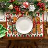 Artoid Mode Gingerbread Candy Cane Christmas Placemats Set of 8, 12x18 Inch Seasonal Table Mats for Party Kitchen Dining Decoration view 2