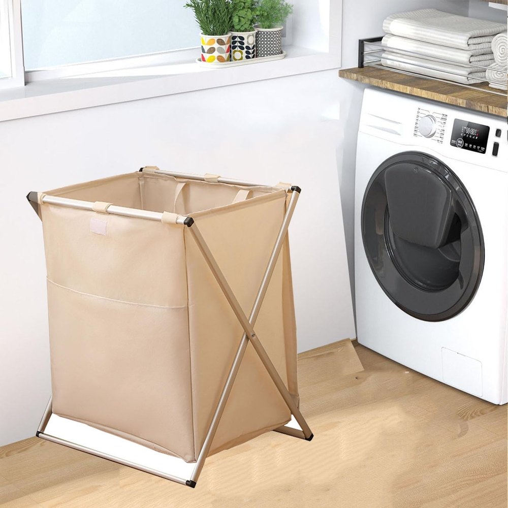 AErosx Home Laundry Basket, Large Foldable Storage Hamper Organizer with Stainless Steel Frame and Removable Waterproof Bags,for Hotel Hospital School Home(Small)