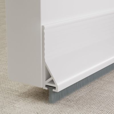 KNEELISA 39X 1 Pack Rubber Door Sweep Bottom Exterior & Interior,Silicone Adhesive Under Door Draft Stopper with Brush,Gap Filler Noise Blocker,Soundproofing Seal Strip,White