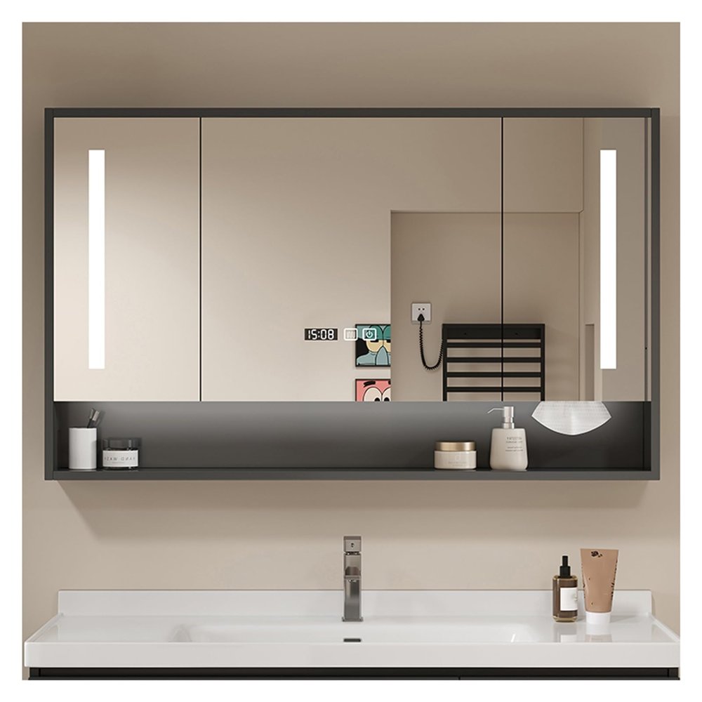ZXCASDF Bathroom Mirror Cabinetled Mirror for BathroomBathroom Wall Cabinet Medicine CabinetBathroom Mirrorwith Dimmer and Anti-FogBathroom Mirror with Storage(B,W140*H70cm/W55.1*H27.6in)