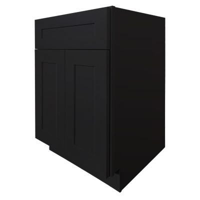 CozyHommie Shaker RTA Solid Wood Base Cabinet with 1 Shelf, 2 Doors 1 Drawer Charcoal Black(27" Width x 24" Depth x 34-1/2" Height)