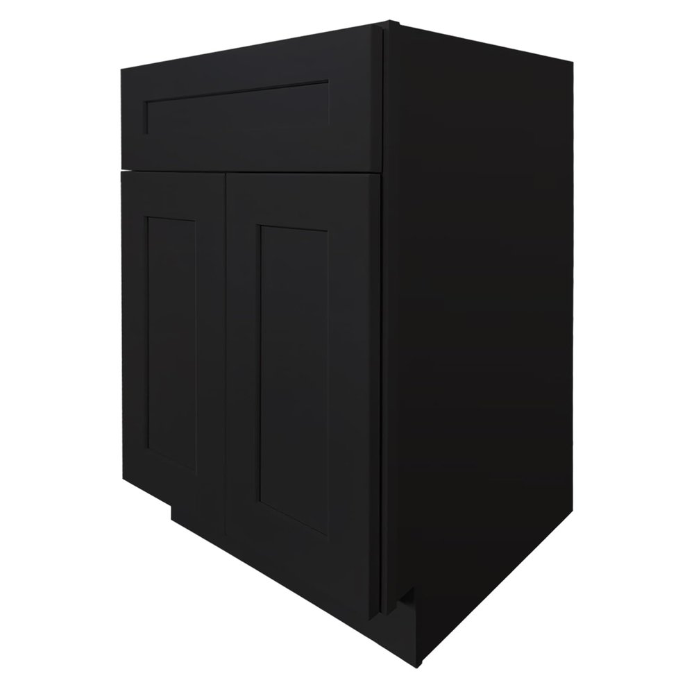CozyHommie Shaker RTA Solid Wood Base Cabinet with 1 Shelf, 2 Doors 1 Drawer Charcoal Black(27" Width x 24" Depth x 34-1/2" Height)