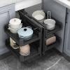 Blind Corner Cabinet Pull Out Organizer, Kitchen Cabinet Organizer Shelf Corner Aluminum Swivel Storage Rack Shelf, 4 Aluminum Basket Corner Optimizer Full Pull Out,A view 1