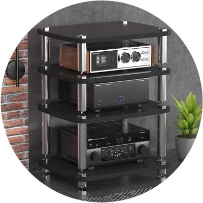 1/2/3/4-layer HiFi Audio Cabinet HiFi Stand Record Player MDF Stand, Audio Rack with Shock-Absorbing Feet Power Amplifier Shelf Equipment Cabinet, A,60 * 48 * 76cm(4Tier)