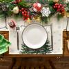 Artoid Mode Beige Pine Tree Snowflake Merry Christmas Placemats Set of 12, 12x18 Inch Seasonal Winter Xmas Holiday Table Mats for Party Kitchen Dining Decoration view 2