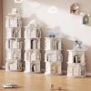 Creative Multi-Tier Bookshelf Students Organize Their Bookshelves Thickened Material Sturdy Construction Can be Used in Tight Spaces(White,128 * 50cm) view 2