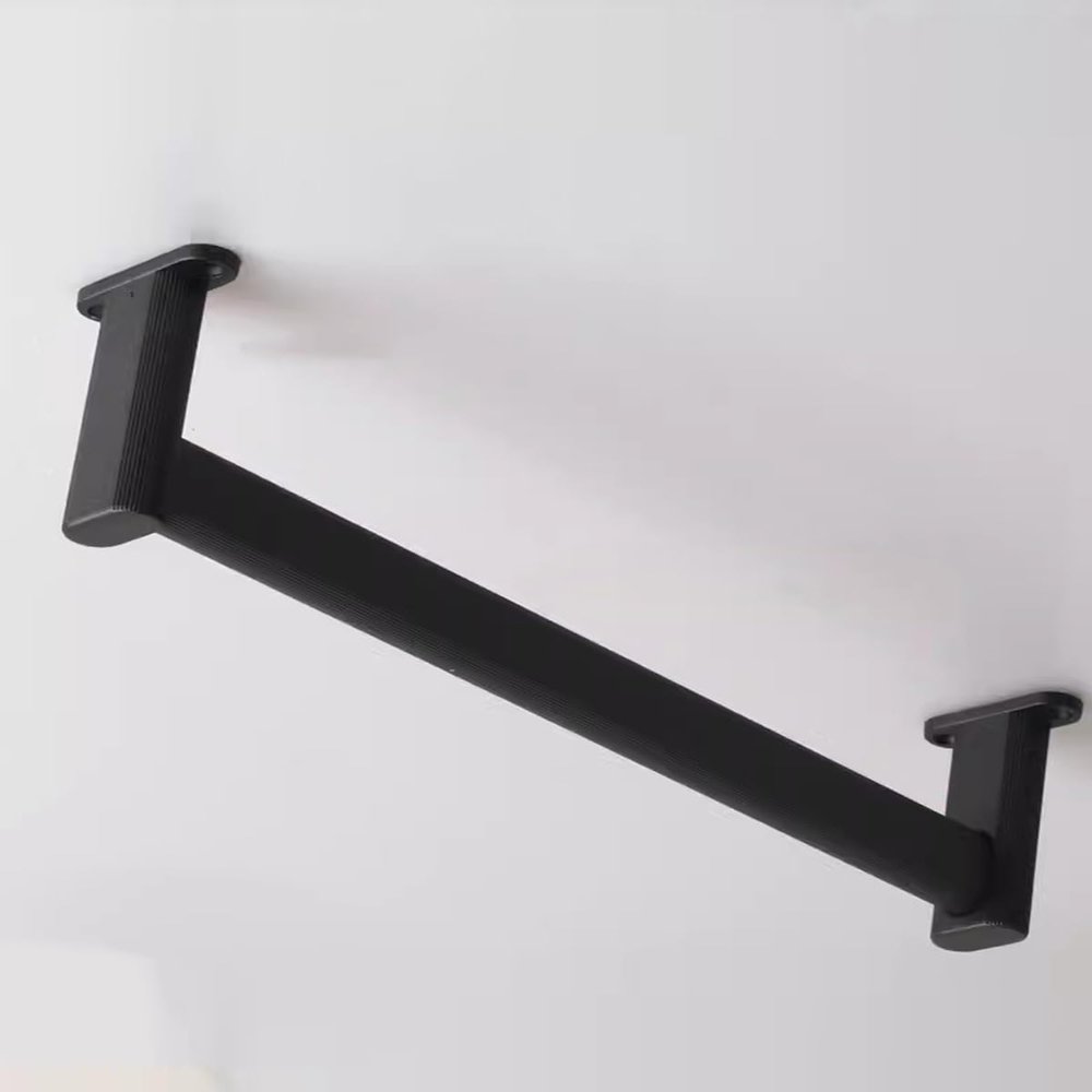 ENHEN Closet Rod Heavy Duty Top Mount Closet Poles with Support Bracket, Commercial Hotel Clothes Hanging Bar, Non-Slip Valet Rods Organizer, Load 50kg/ 110lbs(Black,80cm(31 1/2"))