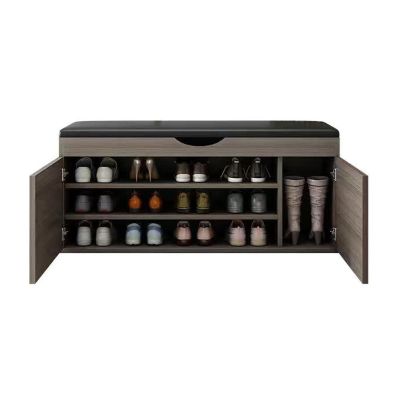 Shoe Bench with Storage 3 Tier Shoe Rack Adjustable Shelves with Hidden Drawer Comfortable Cushion Holds Up to 500lb for Entryway, Hallway(Gray,100 * 35 * 50cm)