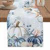 RisQiten Blue Coastal Beach Fall Table Runner - 48 Inch Long Thanksgiving Pumpkins Maple Leaf Cotton and Linen Blended Dress Scarves Farmhouse Table Runner for Kitchen Dining, Coffee Table, 13" x 48" view 1