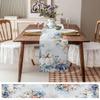 RisQiten Blue Coastal Beach Fall Table Runner - 48 Inch Long Thanksgiving Pumpkins Maple Leaf Cotton and Linen Blended Dress Scarves Farmhouse Table Runner for Kitchen Dining, Coffee Table, 13" x 48" view 3