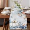 RisQiten Blue Coastal Beach Fall Table Runner - 48 Inch Long Thanksgiving Pumpkins Maple Leaf Cotton and Linen Blended Dress Scarves Farmhouse Table Runner for Kitchen Dining, Coffee Table, 13" x 48" view 4