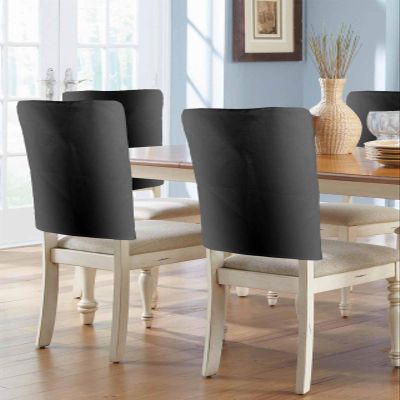 Anzona Chair Back Covers for Dining Room, Grey Black Gradient Linen Polyester Back Chair Protector, 20 x 19 Inches Rustic Modern Ombre Aesthetic 6 Pcs Dining Chair Seat Covers for Hotel