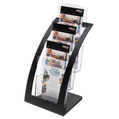 JevLoN 3-Tier Magazine Holder, Magazine Rack for Desktop and Home Office, Literature Display Stand, Stylish Desktop File Sorter Organizer, for Letters, Magazines, Books, Newspapers(Black,B)