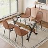 5 Piece Glass Dining Table Set, Kitchen Table Chairs Set for 4, 71'' Dining Table with 0.4" Tempered Glass Tabletop with Plated Metal Legs and MDF Crossbar, 4 Suede Chairs for Dining Room, Kitchen. view 1
