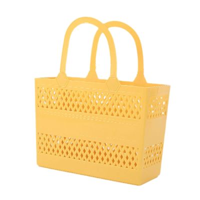 DimyFew Shower Caddy Basket Shower Organizer with Handles Multipurpose Portable Box Shower Caddy Tote for Beach Handbag Pantry Gym, Yellow