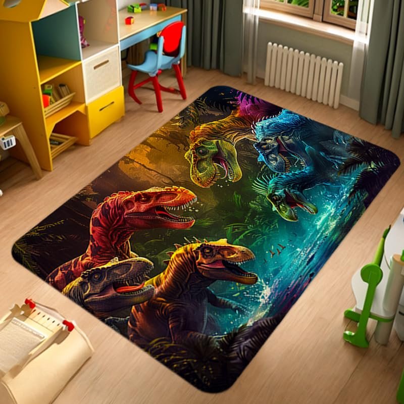DGRUIHONG Dinosaur Rug for Boys Bedroom and Living Room Area - Fun Dino Rug - 60x40 inches