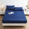 FCLDESHOP Comfortable Bed Sheet,Pure Color Quilted Waterproof Bed Sheet, Children's Bedroom Cartoon Print Urine-Proof Mattress Protector,Blue,200 * 200cm+30cm (3pcs) view 1