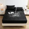 FCLDESHOP Comfortable Bed Sheet,Pure Color Quilted Waterproof Bed Sheet, Children's Bedroom Cartoon Print Urine-Proof Mattress Protector,Blue,200 * 200cm+30cm (3pcs) view 2