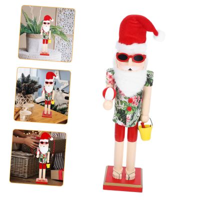Anneome Beach Nutcracker Wooden Decor Hawaiian Themed Nutcracker for Home Decoration for Christmas and Festive Celebrations for