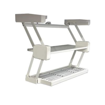 XILYZMO Pull Down Kitchen Shelf, 2 Tier Under Hidden Organizer, Retractable Shelves Inside Cabinet, Heavy Duty Sliding Spice Racks for Kitchen(White,365x440mmx883)