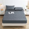 FCLDESHOP Fitted Deep Pocket Sheet,Pure Color Quilted Waterproof Bed Sheet, Children's Bedroom Cartoon Print Urine-Proof Mattress Protector,Grey,180 * 200cm+30cm (3pcs) view 1