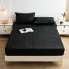 FCLDESHOP 4-Way Stretchy Snug Fit,Pure Color Quilted Waterproof Bed Sheet, Children's Bedroom Cartoon Print Urine-Proof Mattress Protector,Black,200 * 200cm+30cm (3pcs) view 1