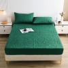 FCLDESHOP Bedding Fitted Sheet Deep Pocket,Pure Color Quilted Waterproof Bed Sheet, Children's Bedroom Cartoon Print Urine-Proof Mattress Protector,Green,200 * 220cm+30cm (3pcs) view 1