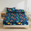 FCLDESHOP Fitted Deep Pocket Sheet,Pure Color Quilted Waterproof Bed Sheet, Children's Bedroom Cartoon Print Urine-Proof Mattress Protector,Dinosaur,90 * 200cm+30cm (1pcs) view 1
