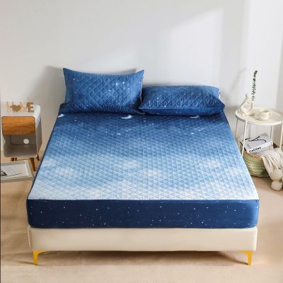 FCLDESHOP Deep Pockets Sheets,Pure Color Quilted Waterproof Bed Sheet, Children's Bedroom Cartoon Print Urine-Proof Mattress Protector,Moon,90 * 200cm+30cm (1pcs)