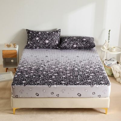 FCLDESHOP Easily Fits Deep Mattress,Pure Color Quilted Waterproof Bed Sheet, Children's Bedroom Cartoon Print Urine-Proof Mattress Protector,Grey 1,150 * 200cm+30cm (3pcs)