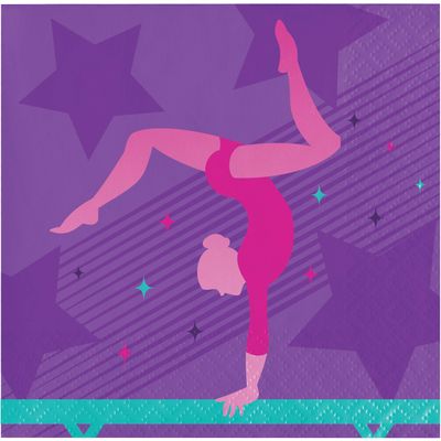 Trendware Gymnastics Party Beverage Napkins, 48 Count