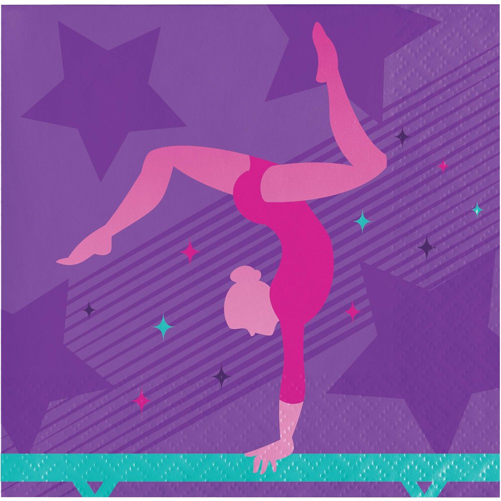 Trendware Gymnastics Party Beverage Napkins, 48 Count