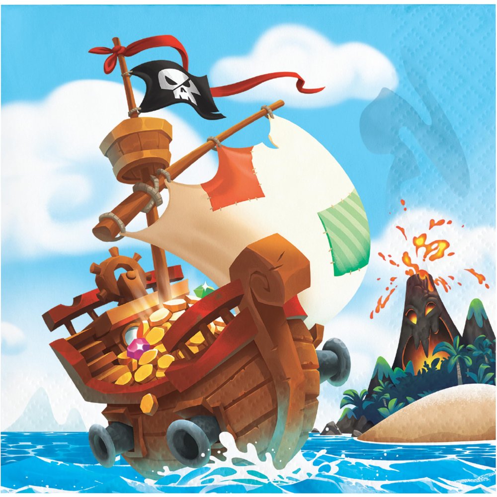 Trendware Treasure Island Pirate Beverage Napkins, 48 Count