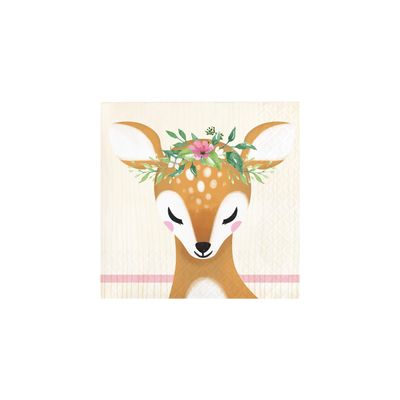 Trendware Little Deer Birthday Beverage Napkins, 48 Count