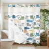 No Hook Waterproof Shower Curtain, Cartoon Lovely Cat Print Washable Cloth Shower Curtain Liner Set, Simple See-Through Top & Double Layers Fabric Shower Curtains for Bathroom Decor, 36x72 Inch view 3