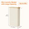Lifewit 65L Slim Laundry Hamper with Lid, Narrow Laundry Basket with Removable Bag & Bamboo Handles, Fodable Thin Dirty Clothes Hamper for Laundry Collapsible Bin for Bathroom Bedroom Dorm, White view 3