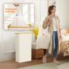 Lifewit 65L Slim Laundry Hamper with Lid, Narrow Laundry Basket with Removable Bag & Bamboo Handles, Fodable Thin Dirty Clothes Hamper for Laundry Collapsible Bin for Bathroom Bedroom Dorm, White view 4