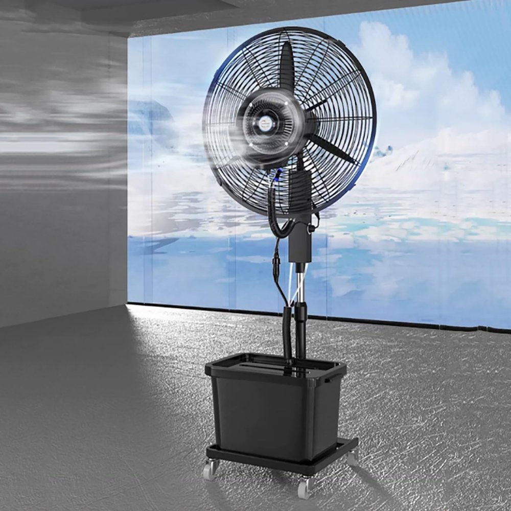 Yqyc Industrial Misting Fan Commercial Outdoor Oscillating Pedestal Fan, Floor Fan with 40L Water Tank, for Patio, Outside Restaurant, Garage, Gym, Factory Workshop(65cm)