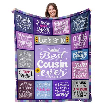 Suobrnaer Cousin Gifts for Women, Best Cousin Ever Gifts, Gift for Cousins Female, Cousin Birthday Gift for Women, to My Cousin Throw Blanket 60''x 50''