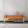HomeLoft Basics Storage Bench Industrial Leather Entryway Shoe Boots Storage Rack Long Bench Seat with Metal e, Foot Stool n Footrest for Hallway Bedroom Cloakroom (Color : /Gray) view 4