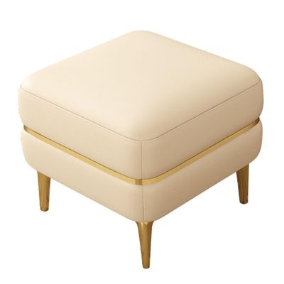 Generic Small Foot Stool n, Leather Footrest with Metal Legs, Upholstered n Bench for Bedroom, n Foot Rest for Kitchen, Dining Bench with Padded Seat (Color : /Beige)